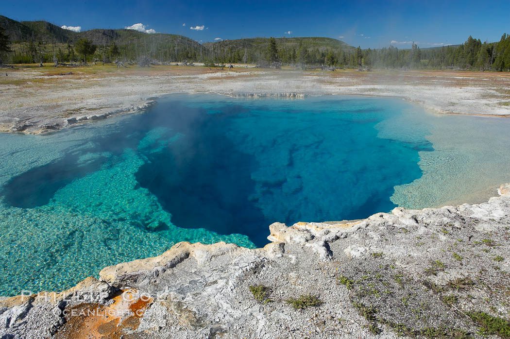 Sapphire Pool, Biscuit Basin.  Sapphire Pool is known as a hot spring but has erupted as a geyser in the past., natural history stock photograph, photo id 13495