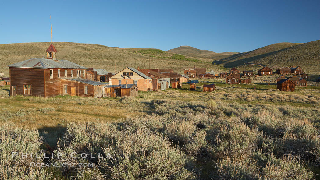 School house and Green Street buildings, in town of Bodie. Bodie State Historical Park, California, USA, natural history stock photograph, photo id 23152