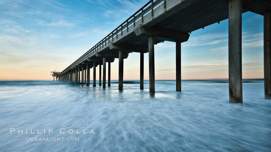 Scripps Pier, sunrise. Scripps Institution of Oceanography, La Jolla, California, USA, natural history stock photograph, photo id 26458