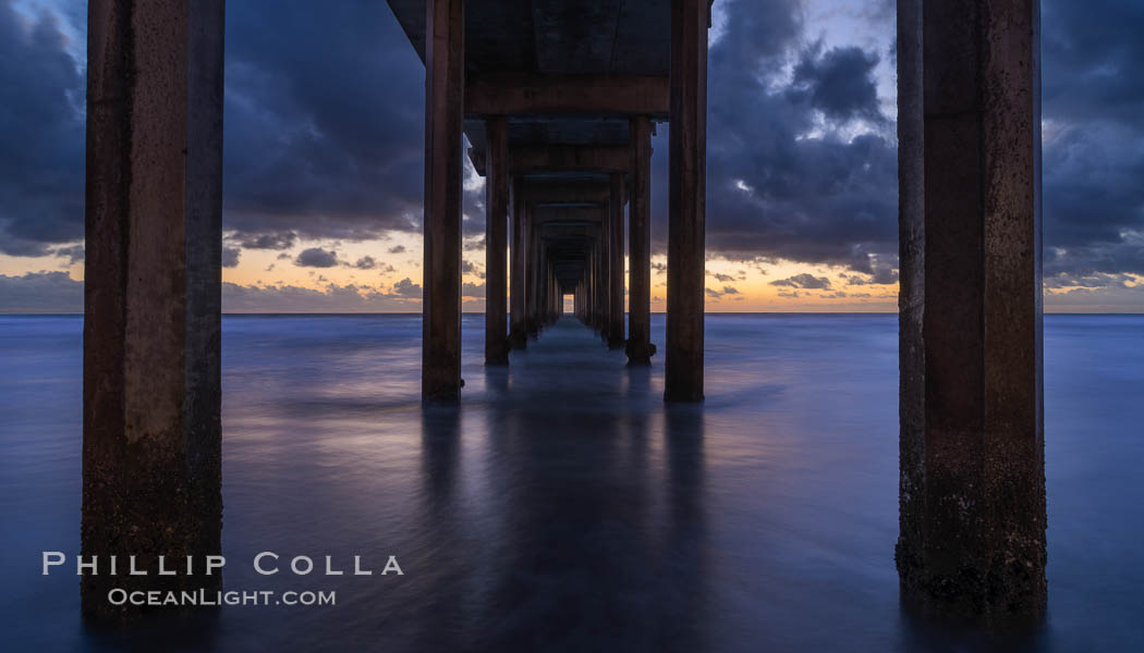 Scripps Pier at sunset, La Jolla, California. Scripps Institution of Oceanography, USA, natural history stock photograph, photo id 29310