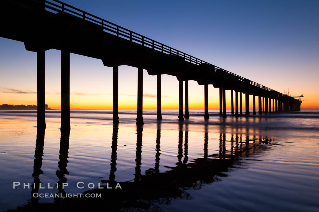 Research pier at Scripps Institution of Oceanography SIO, sunset. La Jolla, California, USA, natural history stock photograph, photo id 26536