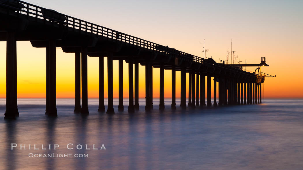 Research pier at Scripps Institution of Oceanography SIO, sunset. La Jolla, California, USA, natural history stock photograph, photo id 26531