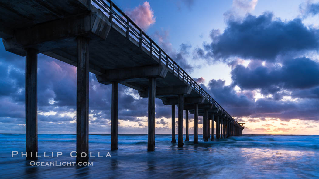 Scripps Pier at sunset, La Jolla, California. Scripps Institution of Oceanography, USA, natural history stock photograph, photo id 29309
