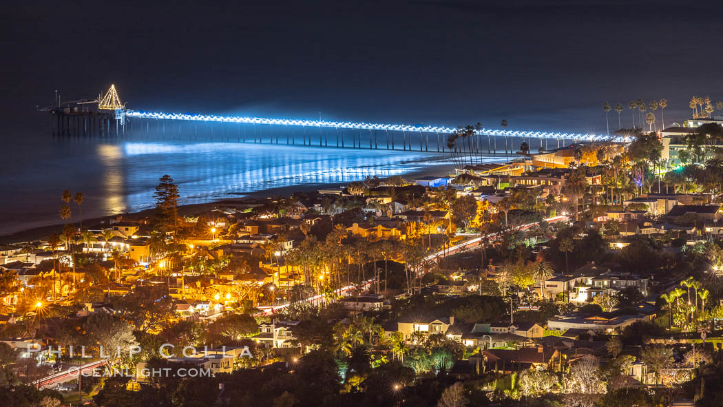 Scripps Pier with Christmas Lights. La Jolla, California, USA, natural history stock photograph, photo id 36665