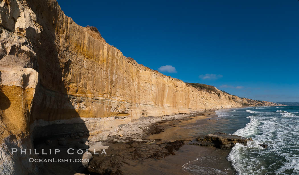 Torrey Pines bluffs, sea cliffs that rise above the Pacific Ocean, extending south towards Black's Beach and La Jolla. Torrey Pines State Reserve, San Diego, California, USA, natural history stock photograph, photo id 26791