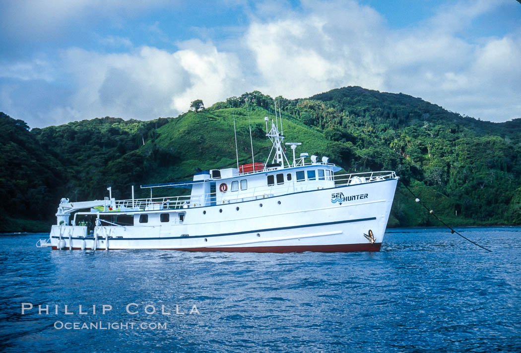 Boat Sea Hunter at Cocos Island. Costa Rica, natural history stock photograph, photo id 03275