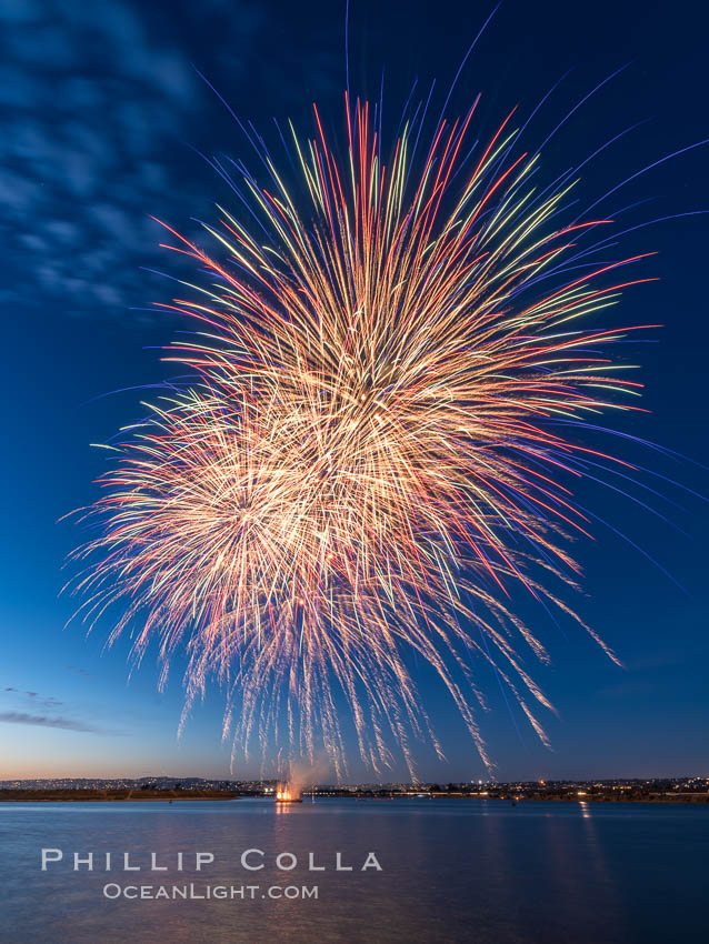 Sea World Fireworks San Diego Mission Bay. Sea World shows evening fireworks over Mission Bay. California, USA, natural history stock photograph, photo id 36894