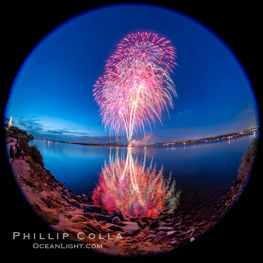 Sea World Fireworks San Diego Mission Bay. Sea World shows evening fireworks over Mission Bay. California, USA, natural history stock photograph, photo id 36898