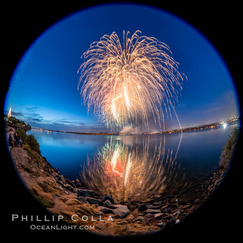 Sea World Fireworks San Diego Mission Bay. Sea World shows evening fireworks over Mission Bay. California, USA, natural history stock photograph, photo id 36902