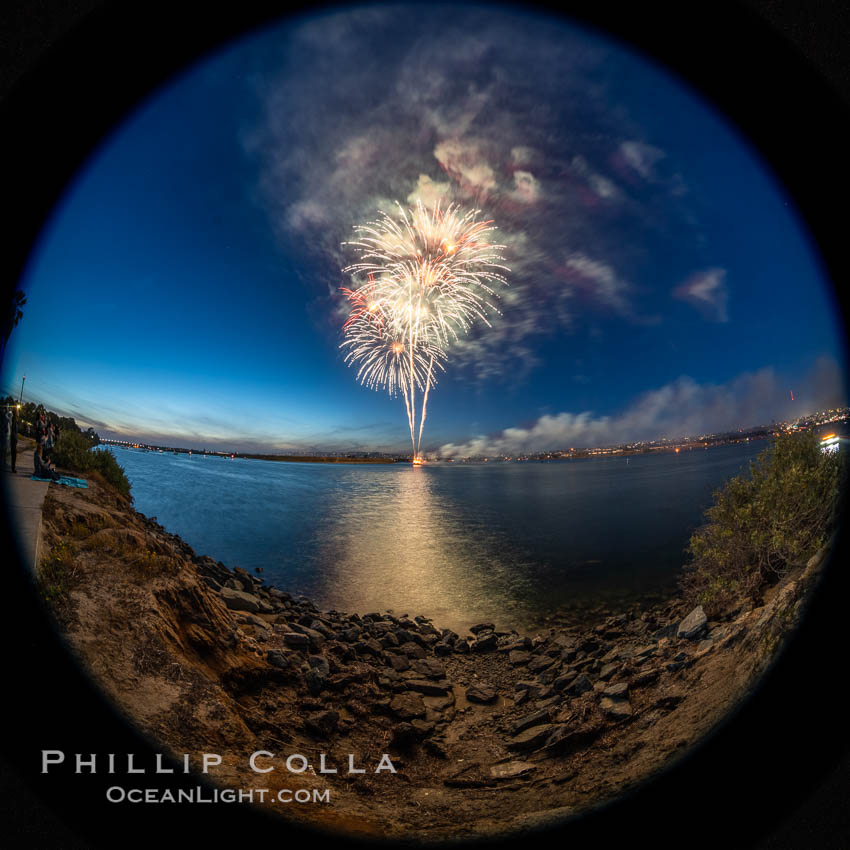 Sea World Fireworks San Diego Mission Bay. Sea World shows evening fireworks over Mission Bay. California, USA, natural history stock photograph, photo id 36914