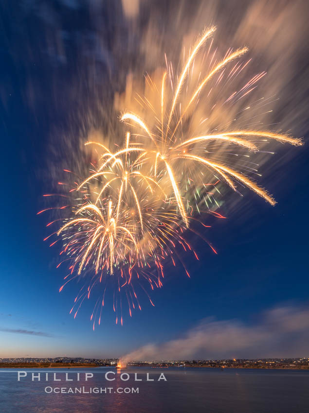 Sea World Fireworks San Diego Mission Bay. Sea World shows evening fireworks over Mission Bay. California, USA, natural history stock photograph, photo id 36896