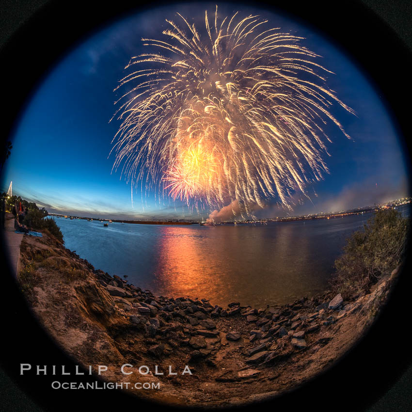 Sea World Fireworks San Diego Mission Bay. Sea World shows evening fireworks over Mission Bay. California, USA, natural history stock photograph, photo id 36916