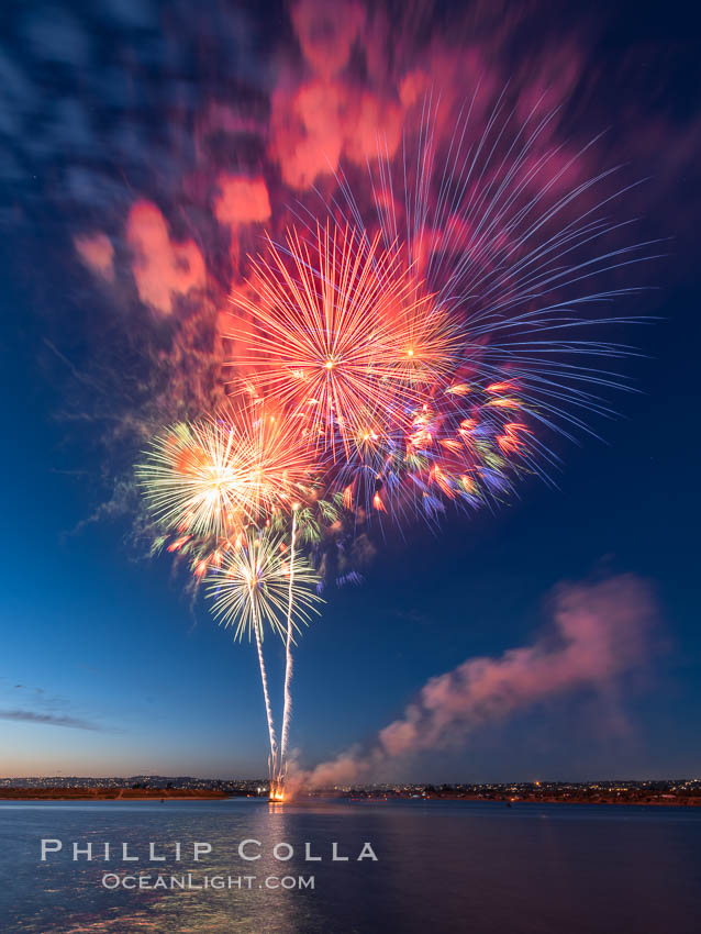 Sea World Fireworks San Diego Mission Bay. Sea World shows evening fireworks over Mission Bay. California, USA, natural history stock photograph, photo id 36895