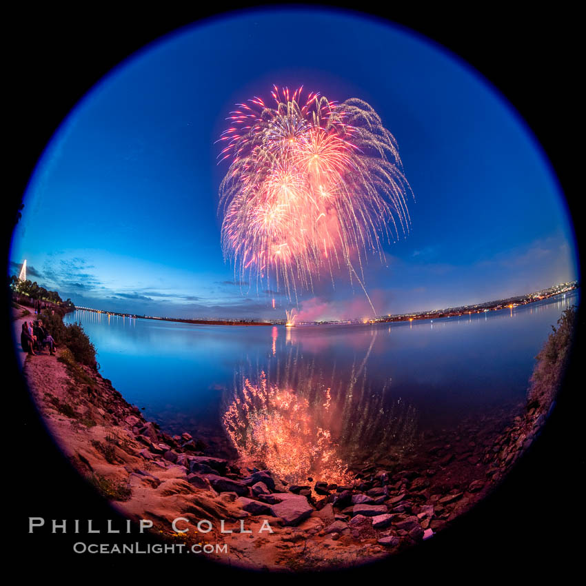 Sea World Fireworks San Diego Mission Bay. Sea World shows evening fireworks over Mission Bay. California, USA, natural history stock photograph, photo id 36899