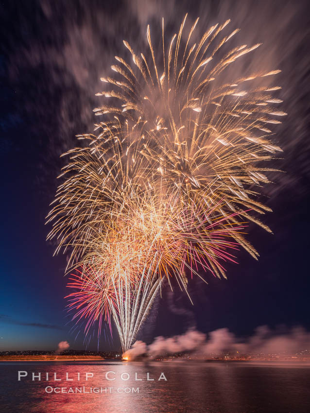 Sea World Fireworks San Diego Mission Bay. Sea World shows evening fireworks over Mission Bay. California, USA, natural history stock photograph, photo id 36897