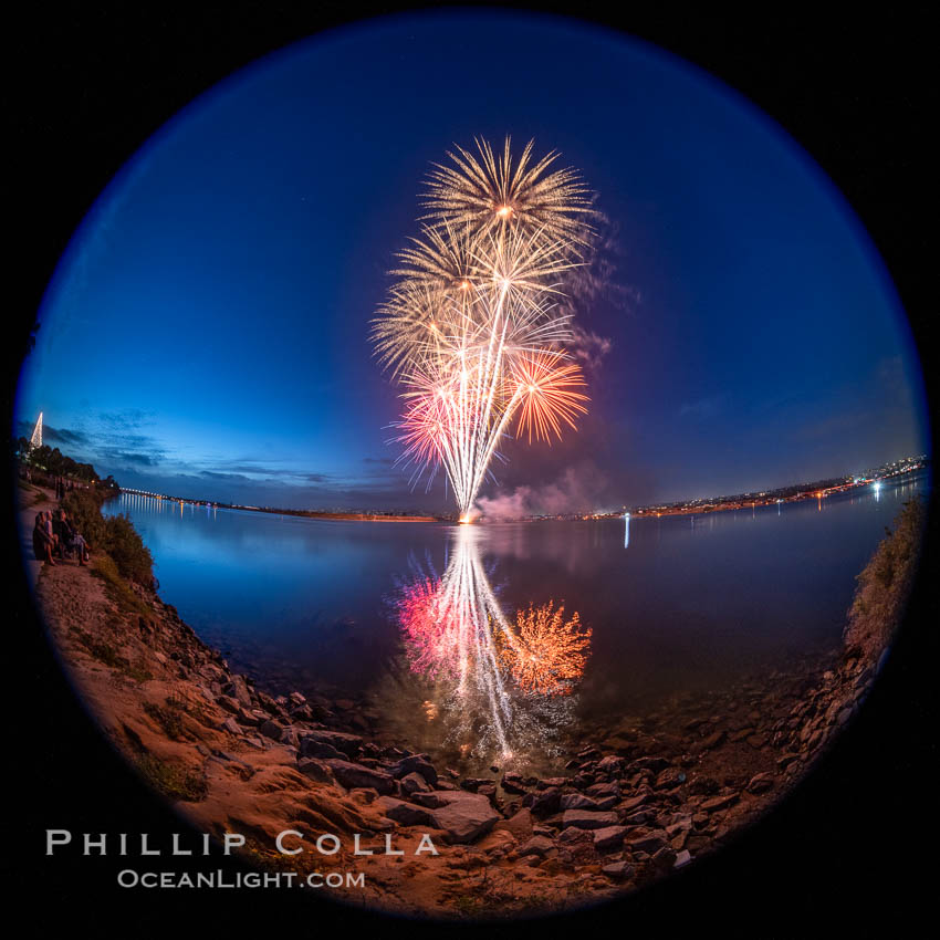 Sea World Fireworks San Diego Mission Bay. Sea World shows evening fireworks over Mission Bay. California, USA, natural history stock photograph, photo id 36901