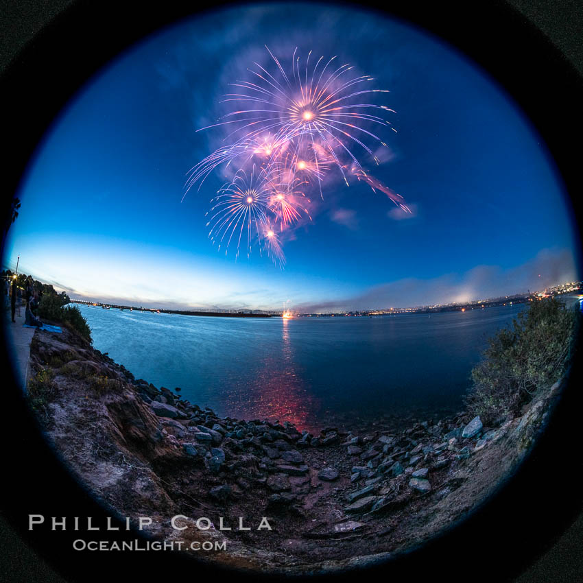 Sea World Fireworks San Diego Mission Bay. Sea World shows evening fireworks over Mission Bay. California, USA, natural history stock photograph, photo id 36913