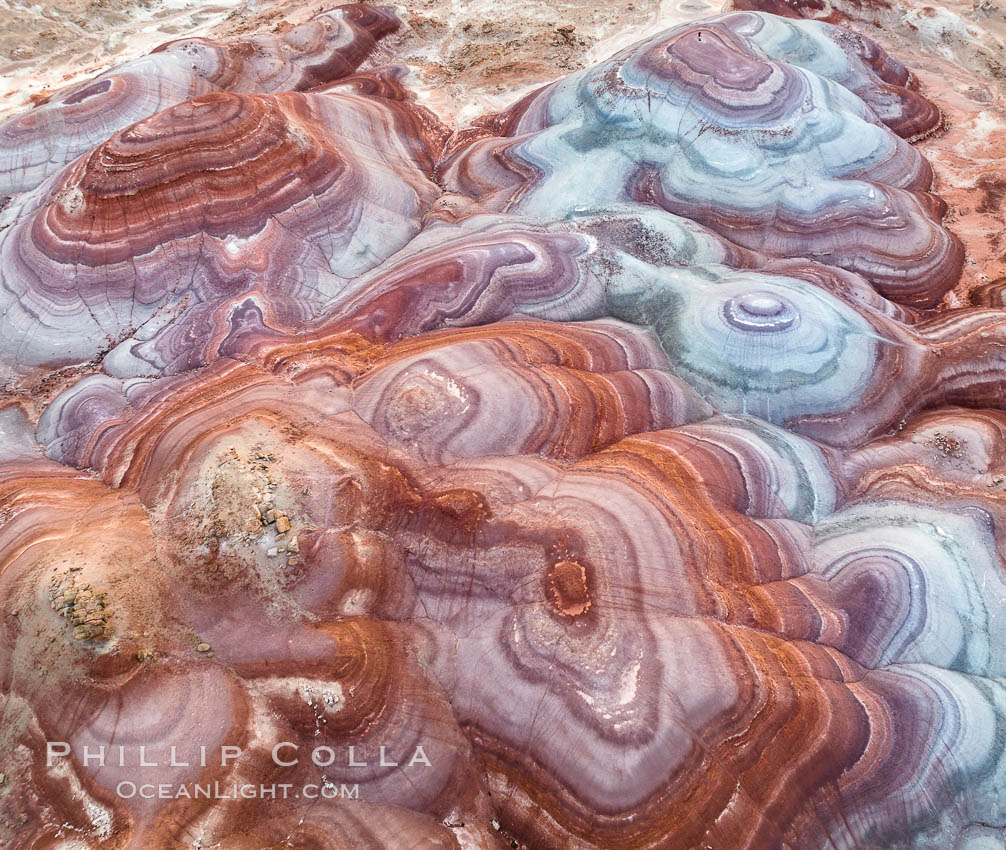 Self-portrait at dawn, Bentonite Hills, Utah. USA, natural history stock photograph, photo id 38028