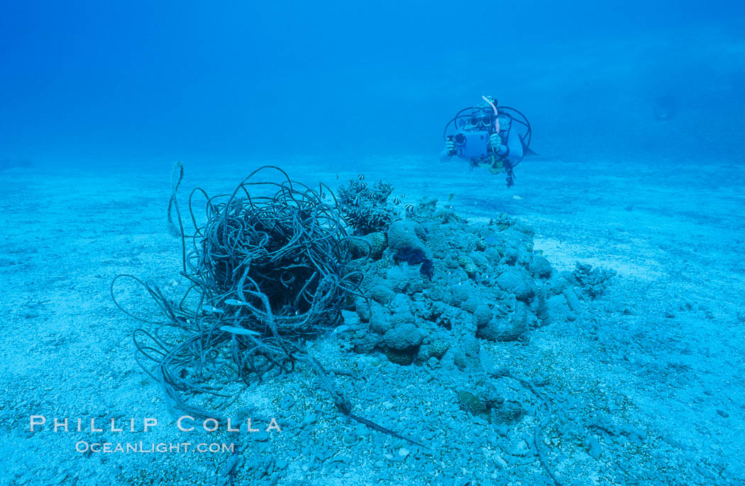 Harrison A. Stubbs, Ph.D., documenting damage to lagoon from wreck of F/V Jin Shiang Fa. Rose Atoll National Wildlife Sanctuary, American Samoa, USA, natural history stock photograph, photo id 00788