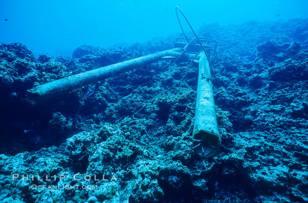 Tower, wreck of F/V Jin Shiang Fa. Rose Atoll National Wildlife Sanctuary, American Samoa, USA, natural history stock photograph, photo id 00809