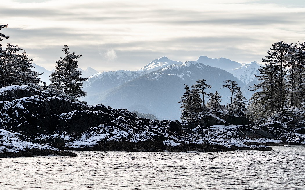 Sitka Sound and Baranof Island Mountains in Winter, Southeast Alaska., natural history stock photograph, photo id 41595