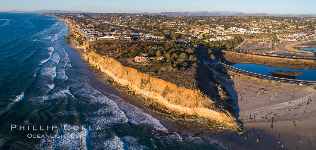 Solana Beach and Del Mar dog beach, aerial panoramic photo. California, USA, natural history stock photograph, photo id 37968