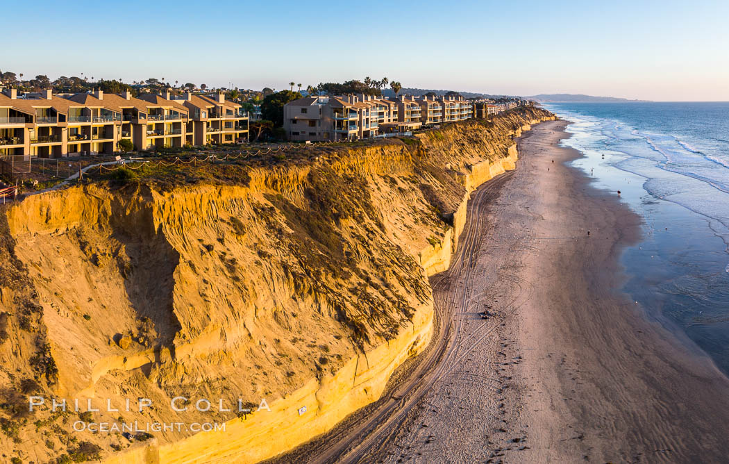 Solana Beach sea cliffs and coastline, aerial view. California, USA, natural history stock photograph, photo id 38024