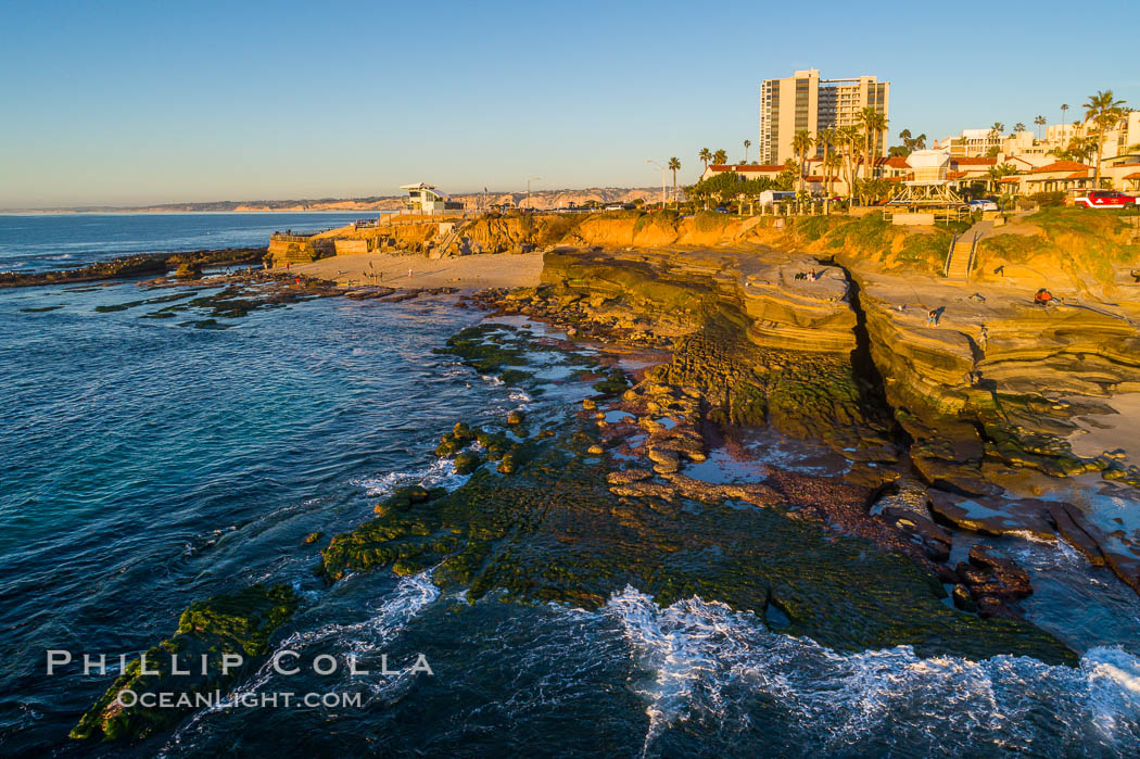 South Casa Beach and Submarine Reef System, at extreme low King Tide, La Jolla, aerial panoramic photo. California, USA, natural history stock photograph, photo id 37998