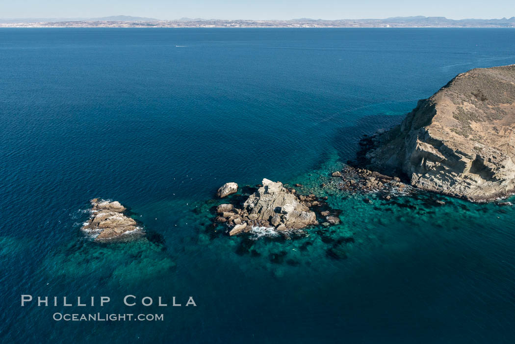 South Coronado Island, Mexico, northern point showing underwater reef structure, aerial photograph. Coronado Islands (Islas Coronado), Baja California, natural history stock photograph, photo id 29061