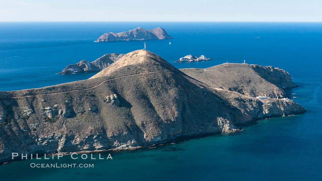 South Coronado Island, Mexico, eastern side, Middle and North Islands in the distance, aerial photograph. Coronado Islands (Islas Coronado), Baja California, natural history stock photograph, photo id 29065