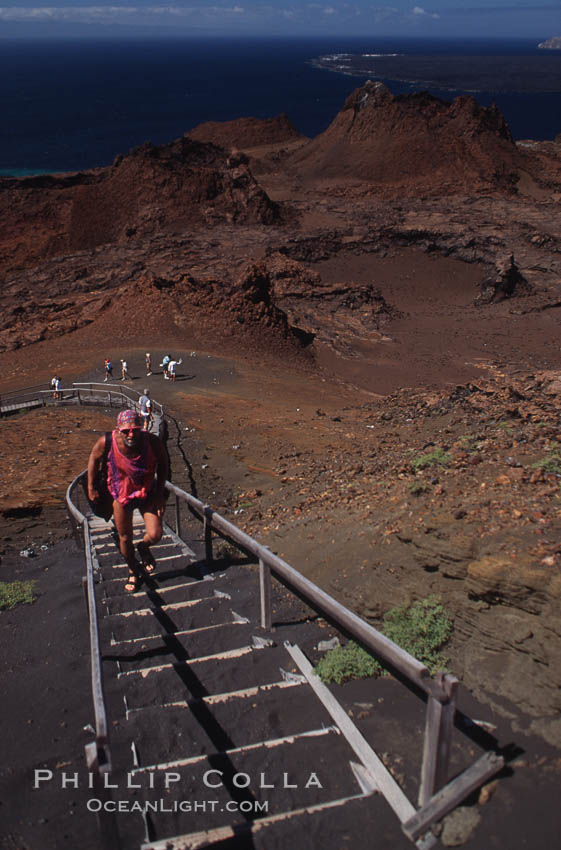 Stairs leading to summit of Bartolome. Bartolome Island, Galapagos Islands, Ecuador, natural history stock photograph, photo id 05578