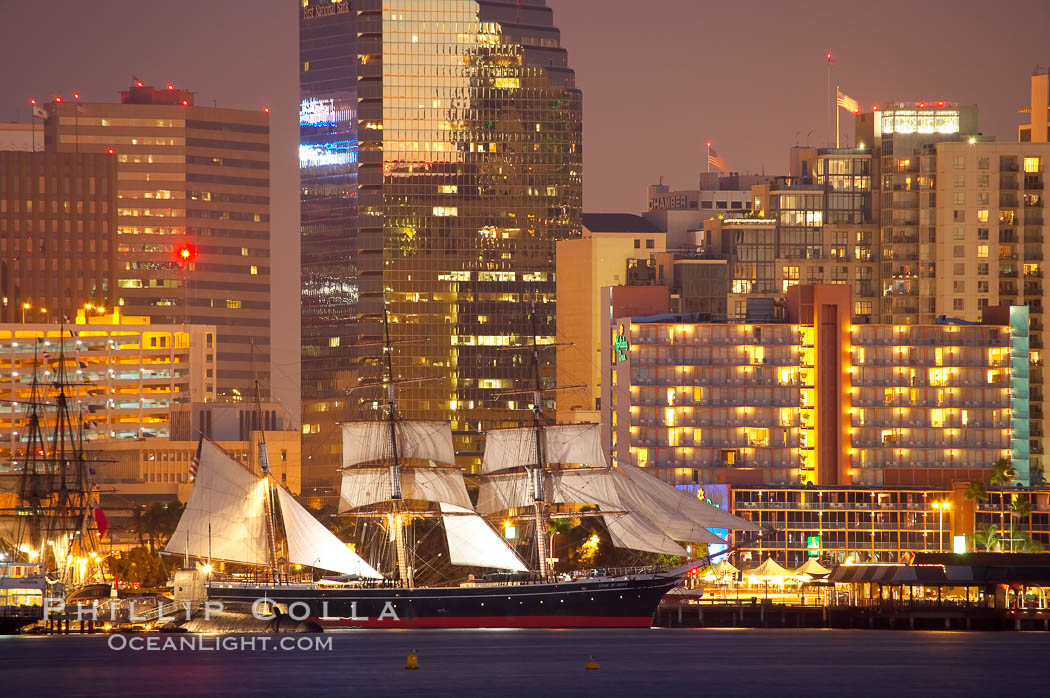 The Star of India is tied to her dock along the waterfront of San Diego harbor. California, USA, natural history stock photograph, photo id 14530