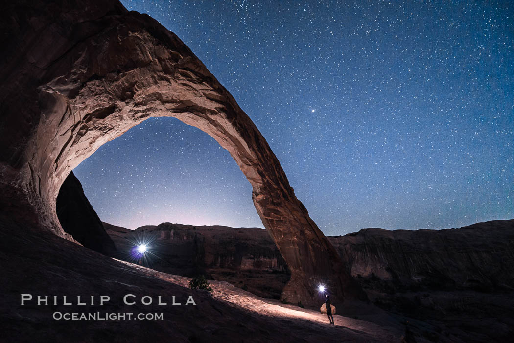 Stars over Corona Arch at Night, Moab, Utah. USA, natural history stock photograph, photo id 29242
