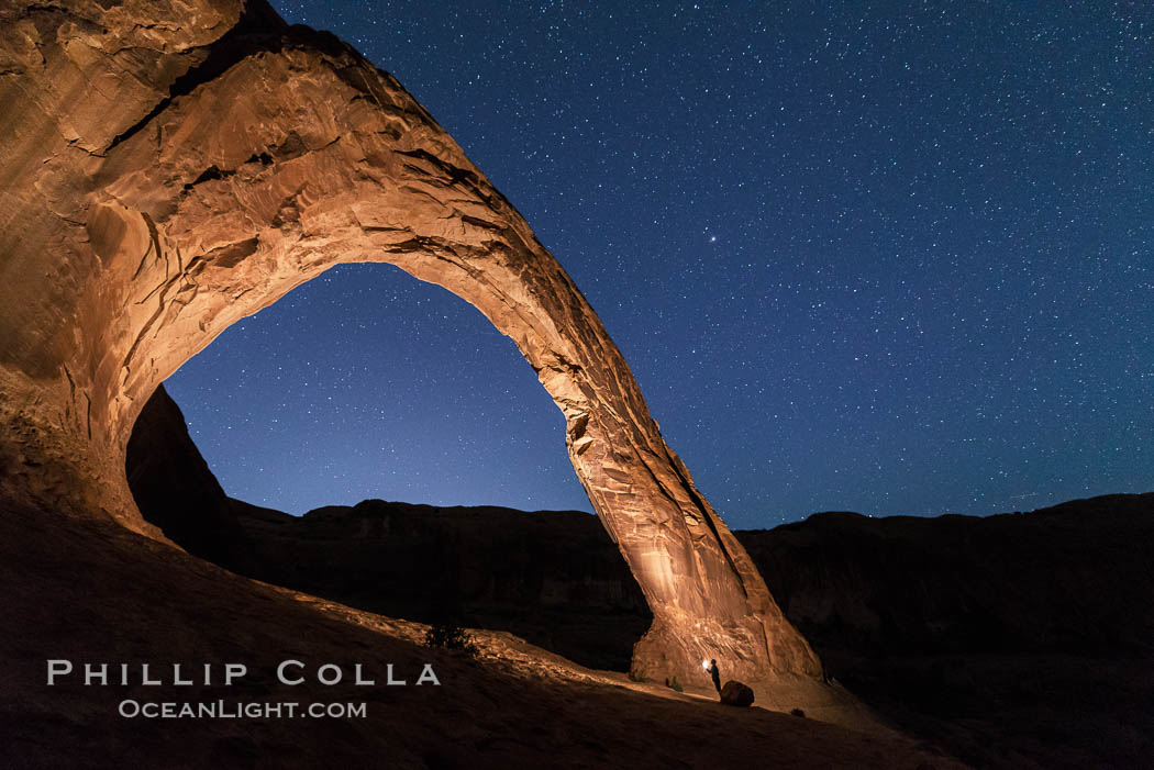 Stars over Corona Arch at Night, Moab, Utah. USA, natural history stock photograph, photo id 29244