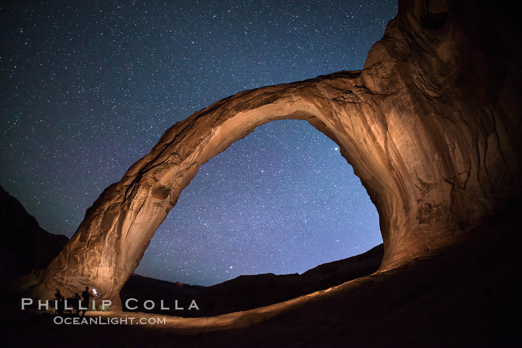 Stars over Corona Arch at Night, Moab, Utah. USA, natural history stock photograph, photo id 29248
