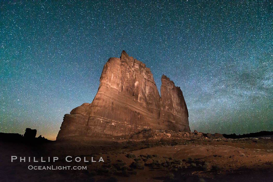 Stars over the Organ, Courthouse Towers, Arches National Park. Utah, USA, natural history stock photograph, photo id 29271