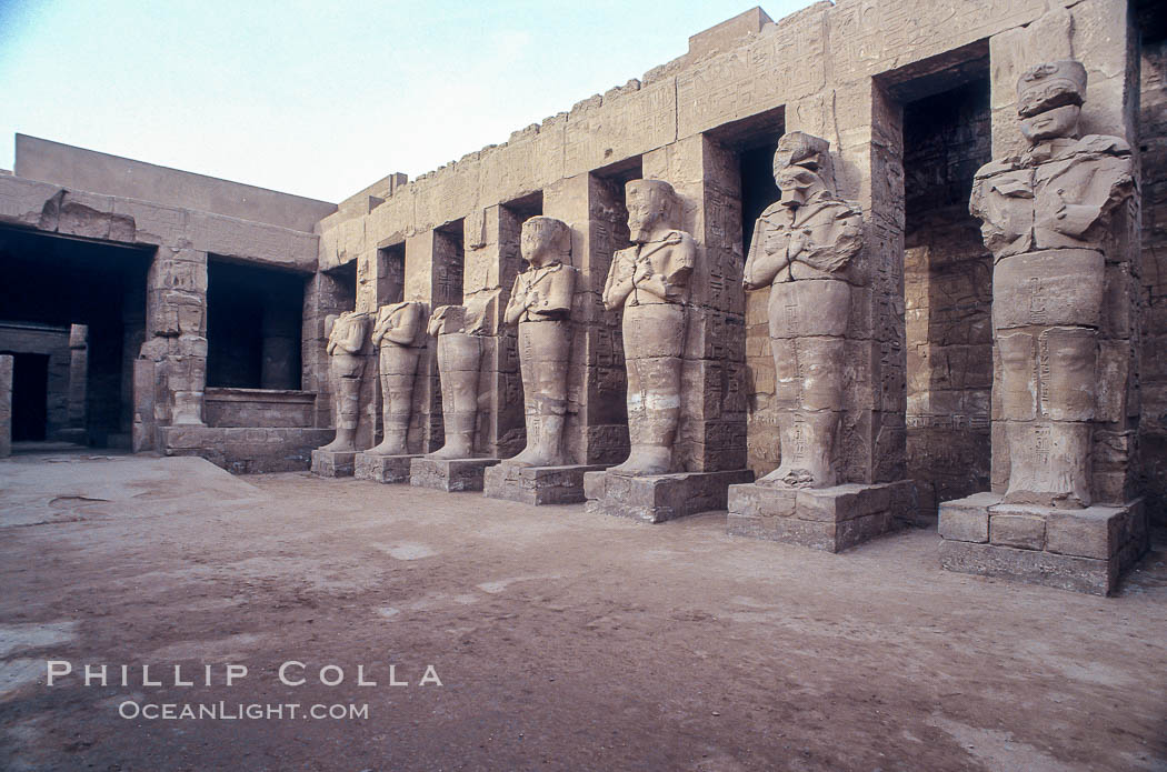 Statues, Ramses III temple, Karnak complex. Luxor, Egypt, natural history stock photograph, photo id 18478