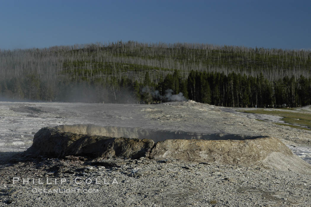Steam rises from an unidentified geyser. Upper Geyser Basin, Yellowstone National Park, Wyoming, USA, natural history stock photograph, photo id 07317