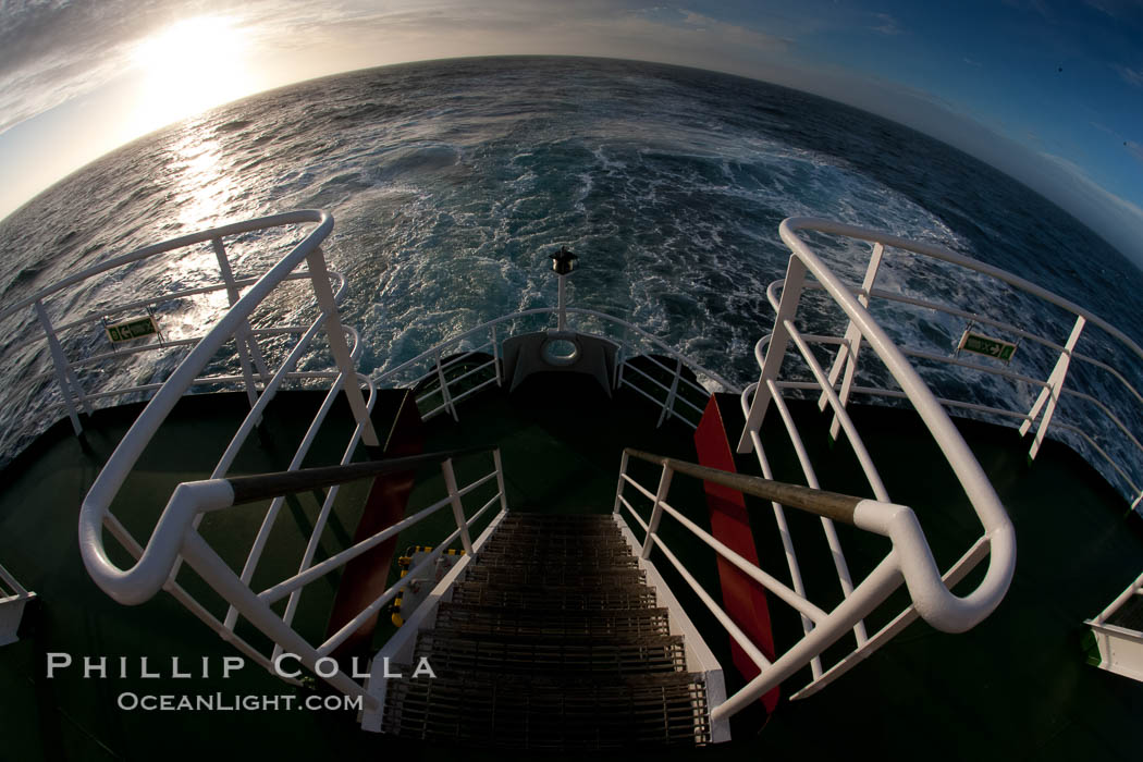 Stern stairs and wake of the M/V Polar Star. Southern Ocean, natural history stock photograph, photo id 24168