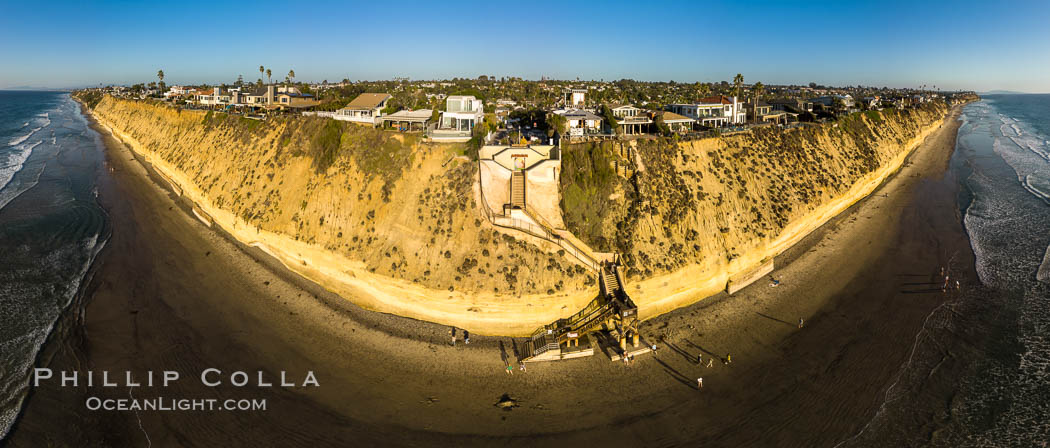 Stone Steps and Encinitas Coastline, Aerial View. Aerial panoramic photo. California, USA, natural history stock photograph, photo id 38058