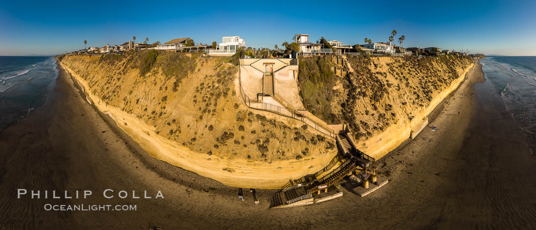 Stone Steps and Encinitas Coastline, Aerial View. Aerial panoramic photo. California, USA, natural history stock photograph, photo id 38059