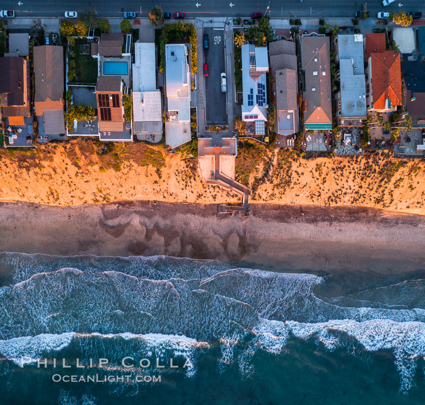 Stone Steps and Leucdia coastline, top down view, aerial photo. Encinitas, California, USA, natural history stock photograph, photo id 37970