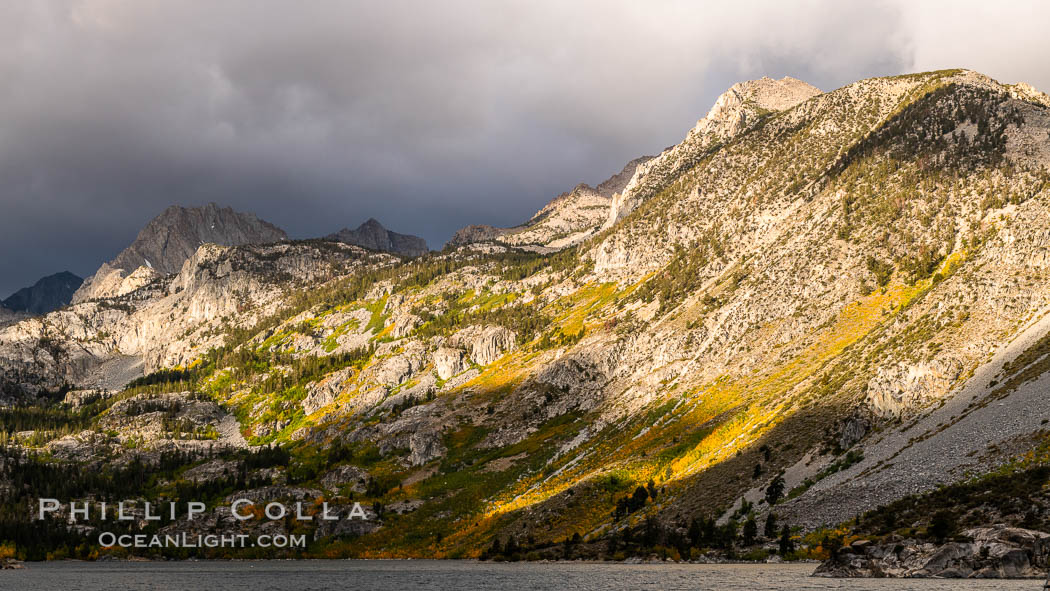 Storm over Lake Sabrina, eastern Sierra Nevada. Bishop Creek Canyon, Sierra Nevada Mountains, California, USA, natural history stock photograph, photo id 35832