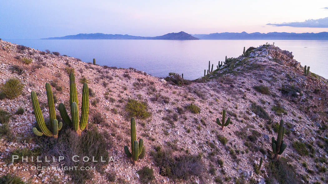 Summit Ridge of Isla San Diego, Aerial View, Sea of Cortez. Baja California, Mexico, natural history stock photograph, photo id 33515