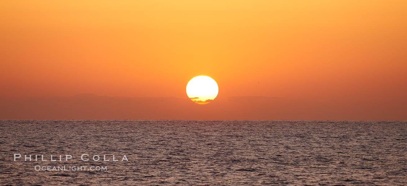 The sun rises over the Pacific Ocean offshore of California. Santa Barbara Island, USA, natural history stock photograph, photo id 23559