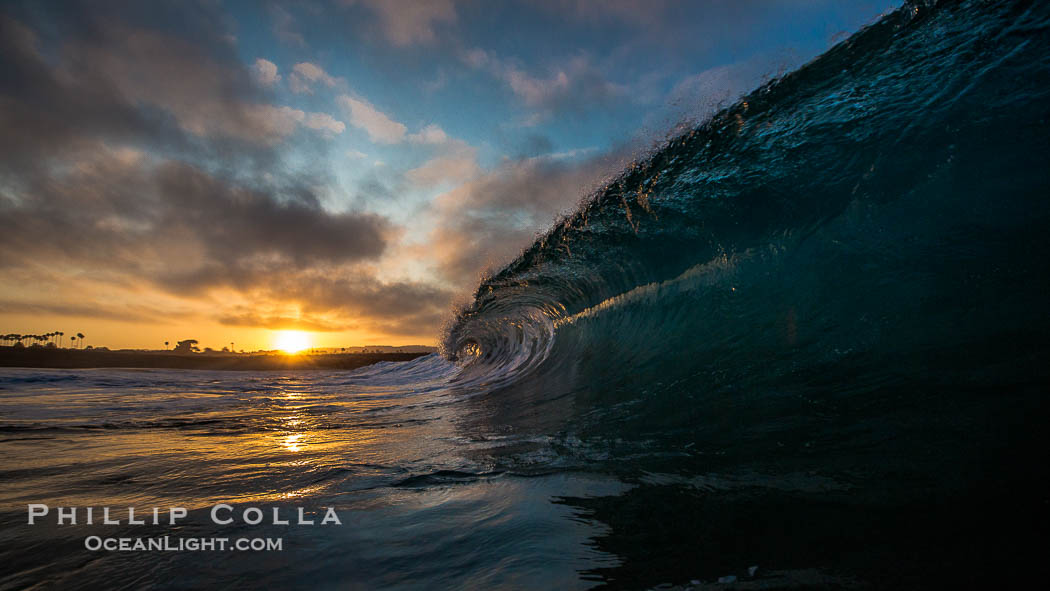Sunrise breaking wave, dawn surf., natural history stock photograph, photo id 27992