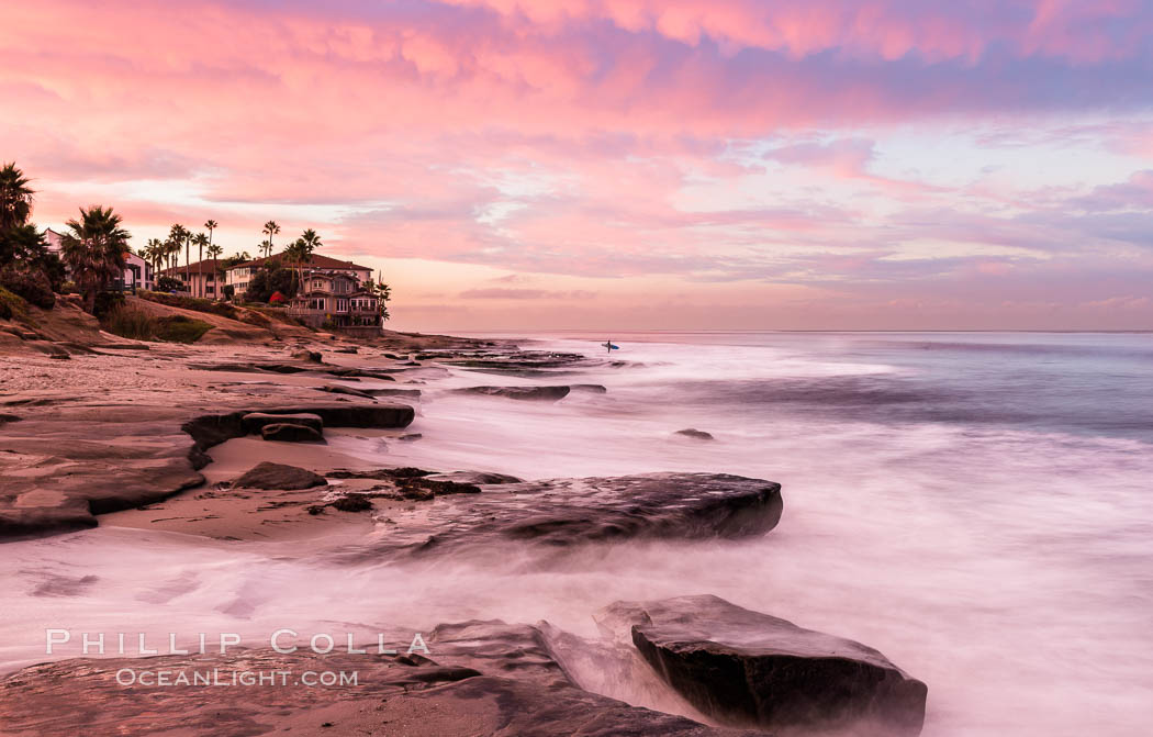 Sunrise Clouds and Surf, Hospital Point, La Jolla. California, USA, natural history stock photograph, photo id 28830