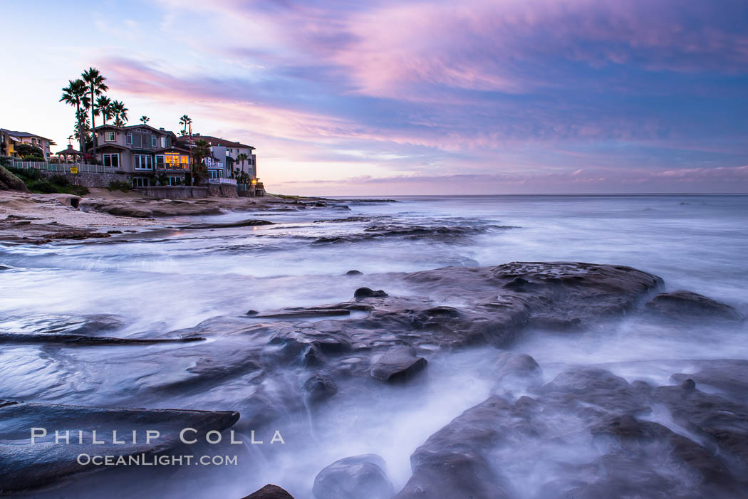 Sunrise Clouds and Surf, Hospital Point, La Jolla. California, USA, natural history stock photograph, photo id 28829