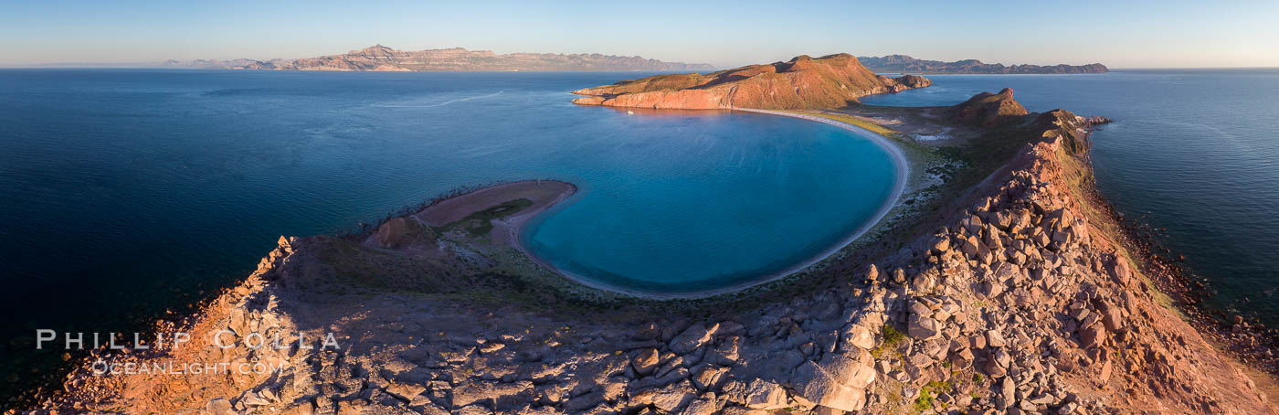 Sunrise over Isla San Francisquito, Aerial View, Sea of Cortez. Baja California, Mexico, natural history stock photograph, photo id 33663