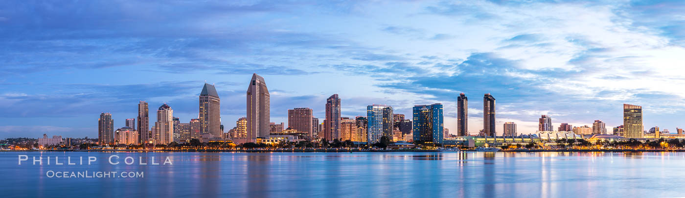 Sunrise over the San Diego City Skyline. California, USA, natural history stock photograph, photo id 28860